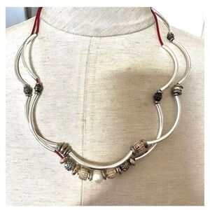 Lizzy James silver plated red cord necklace